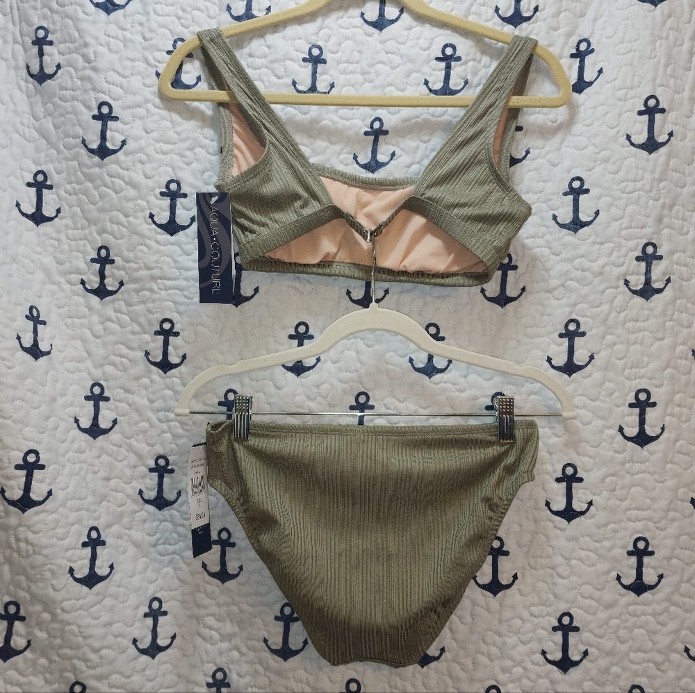 NWT 2 Piece Bathing Suit M Aqua Couture - Picture 4 of 10